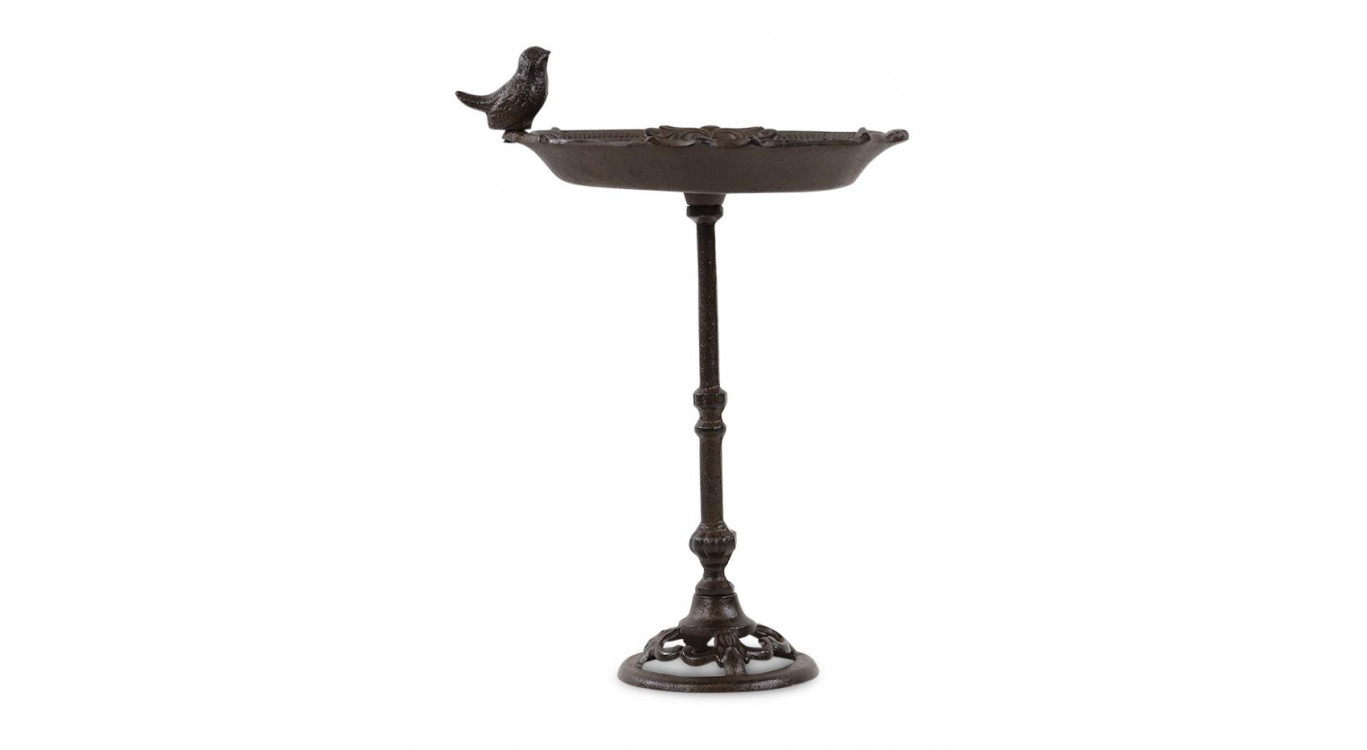 Abreuvoir Oiseau sur Pied Fonte Fonte Marron 28.5x19x40cm