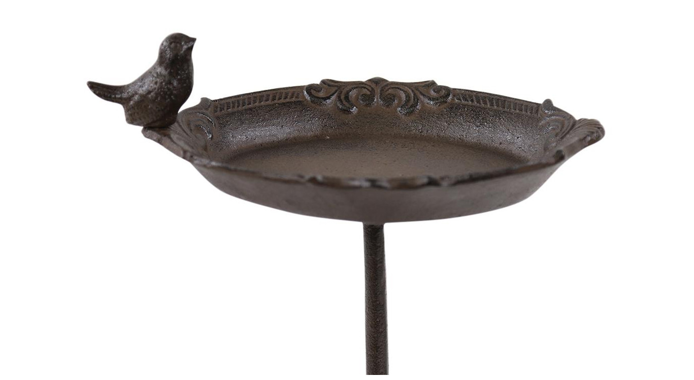 Abreuvoir Oiseau sur Pied Fonte Fonte Marron 28.5x19x40cm