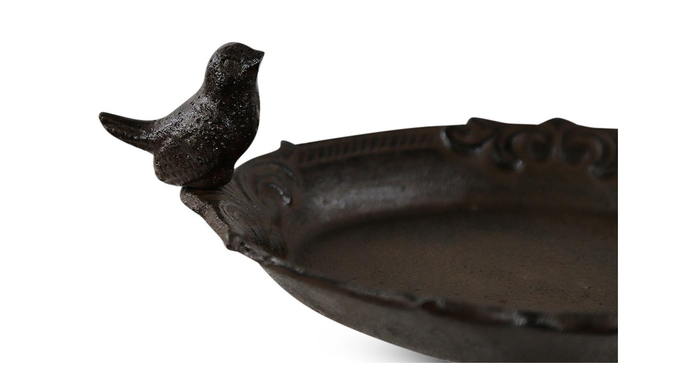 Abreuvoir Oiseau sur Pied Fonte Fonte Marron 28.5x19x40cm