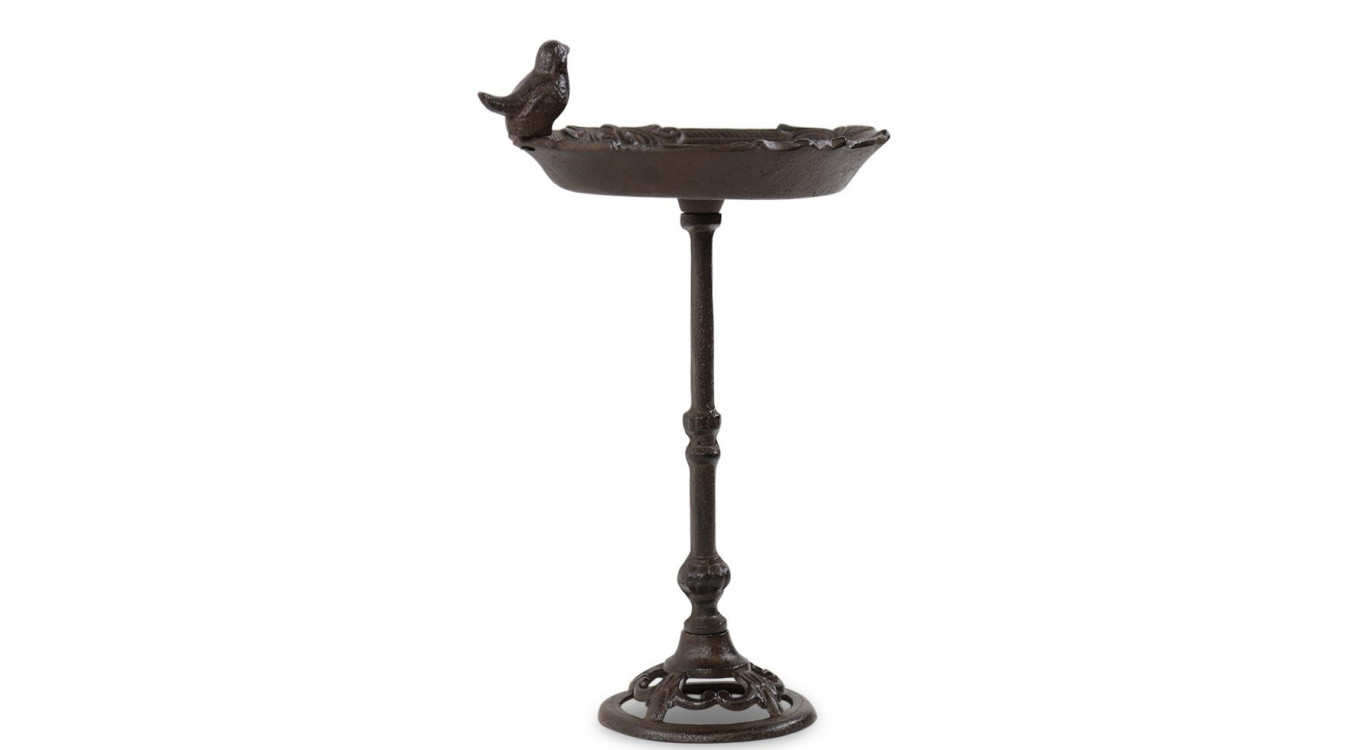 Abreuvoir Oiseau sur Pied Fonte Fonte Marron 28.5x19x40cm