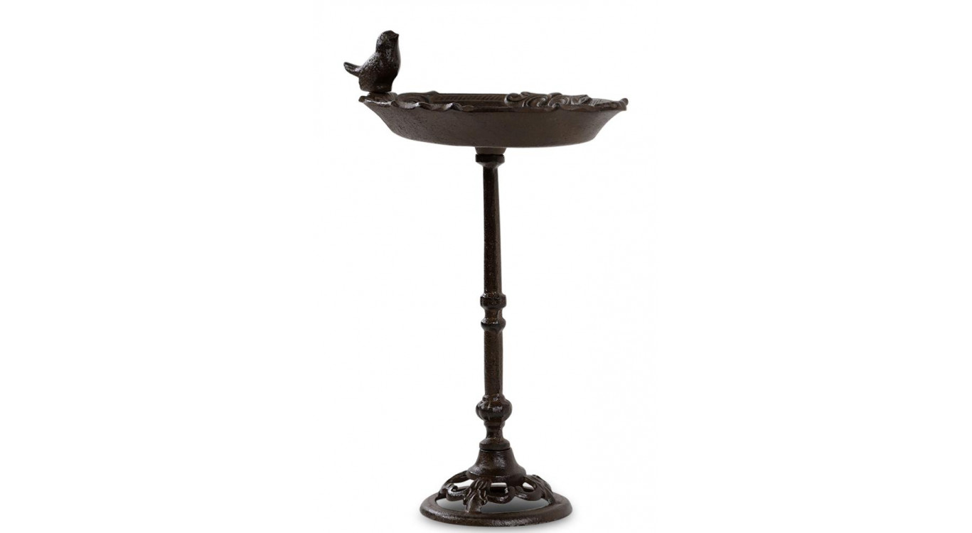 Abreuvoir Oiseau sur Pied Fonte Fonte Marron 28.5x19x40cm