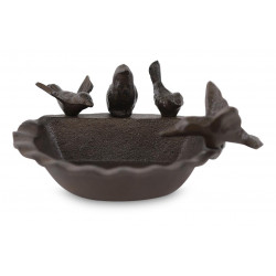 Abreuvoir 4 Oiseaux Fonte Fonte Marron 21x18x9.8cm