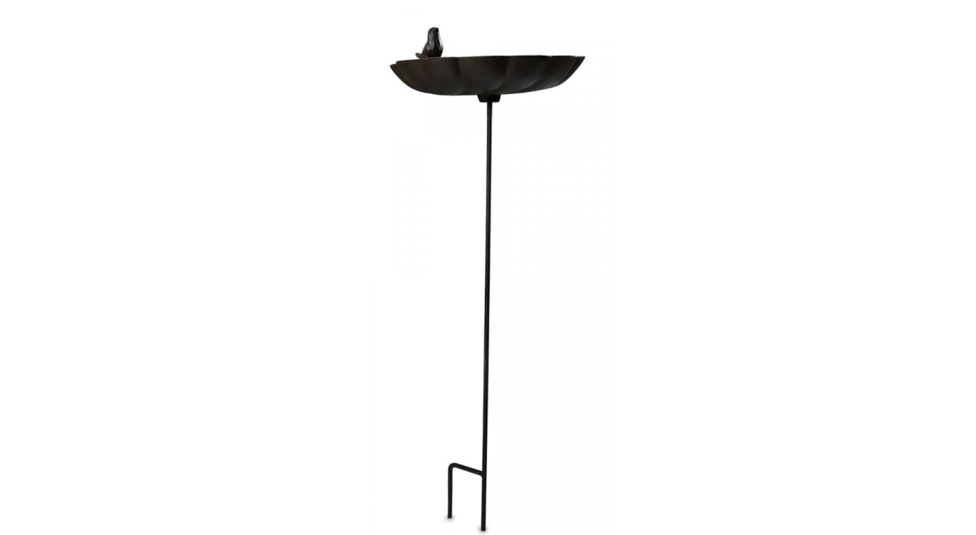 Abreuvoir Oiseau sur Pied Fonte Fonte Marron 26x26.5x72cm