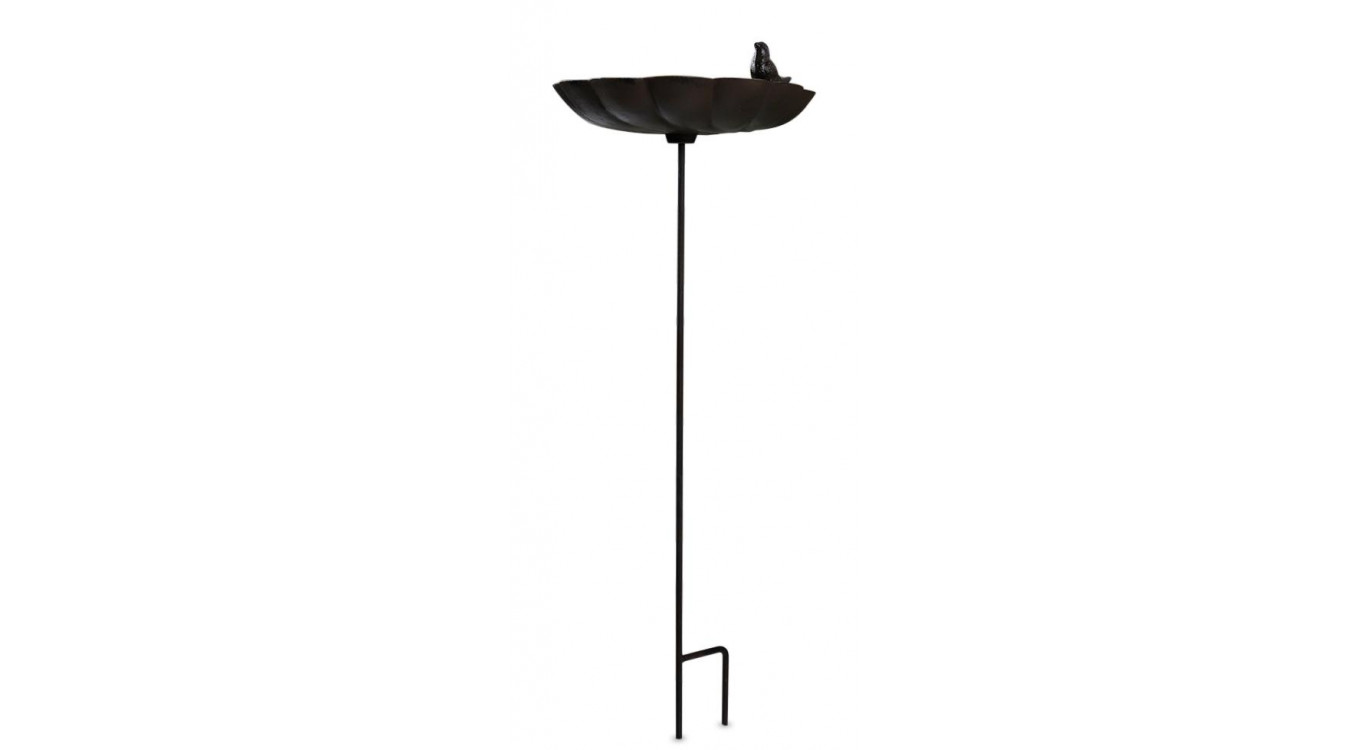 Abreuvoir Oiseau sur Pied Fonte Fonte Marron 26x26.5x72cm