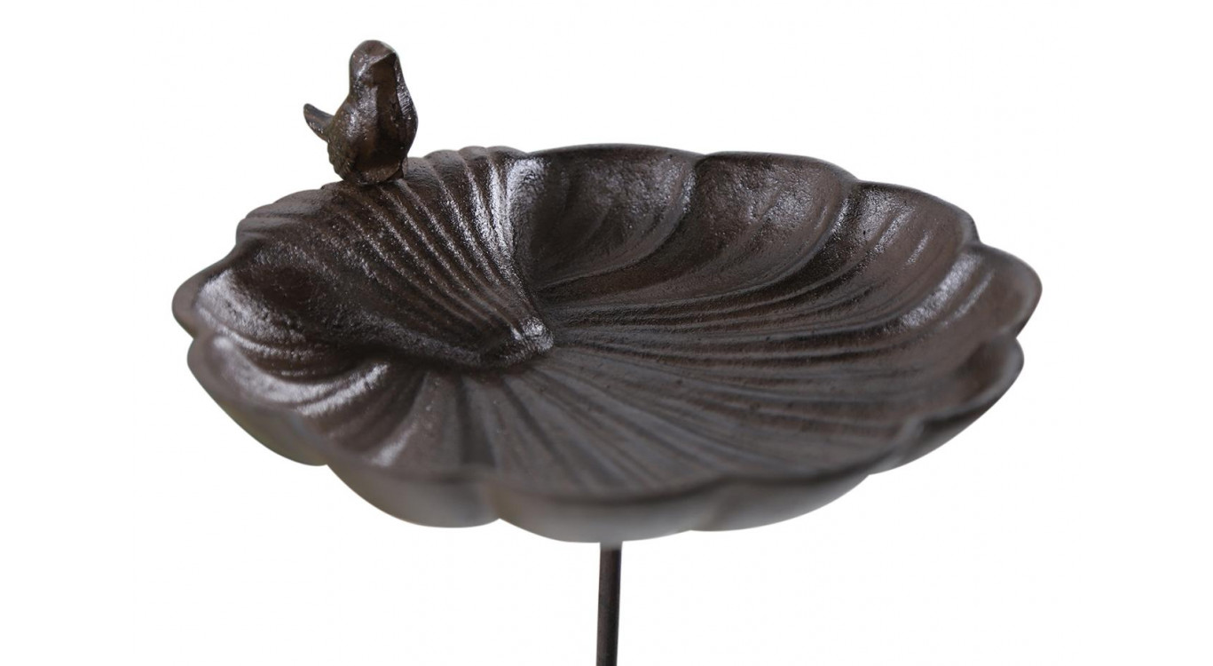 Abreuvoir Oiseau sur Pied Fonte Fonte Marron 26x26.5x72cm