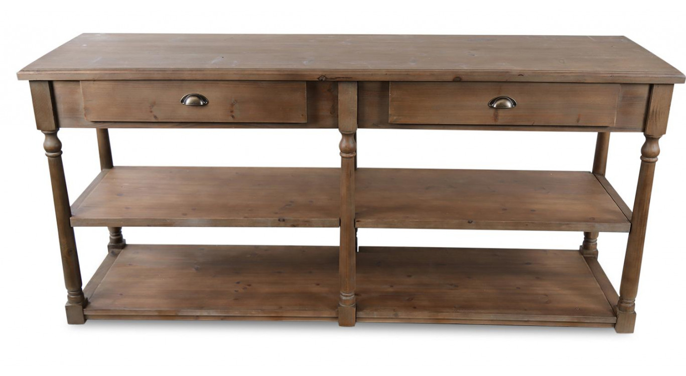 Console Drapier 2 Tiroirs Bois 190x54x87cm