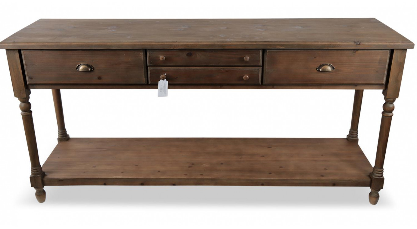 Console Drapier 4 Tiroirs Bois 183x50x87cm