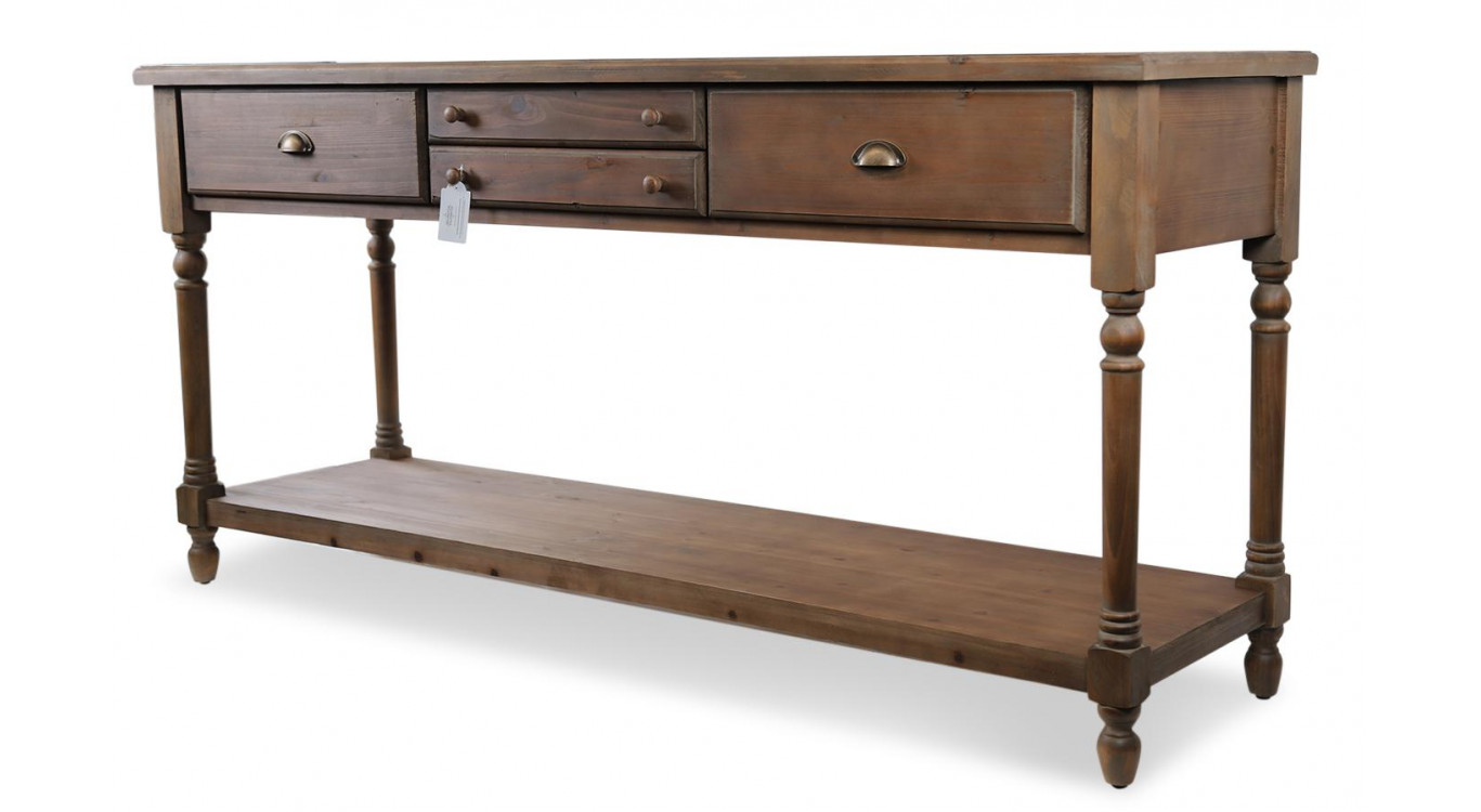 Console Drapier 4 Tiroirs Bois 183x50x87cm