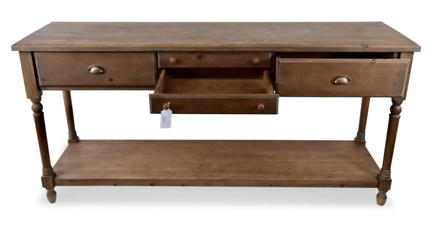 Console Drapier 4 Tiroirs Bois 183x50x87cm