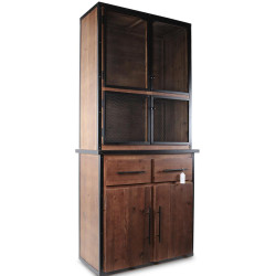 Geschirrschrank mit 2 Schubladen Holz Braun 96.5x42x208cm