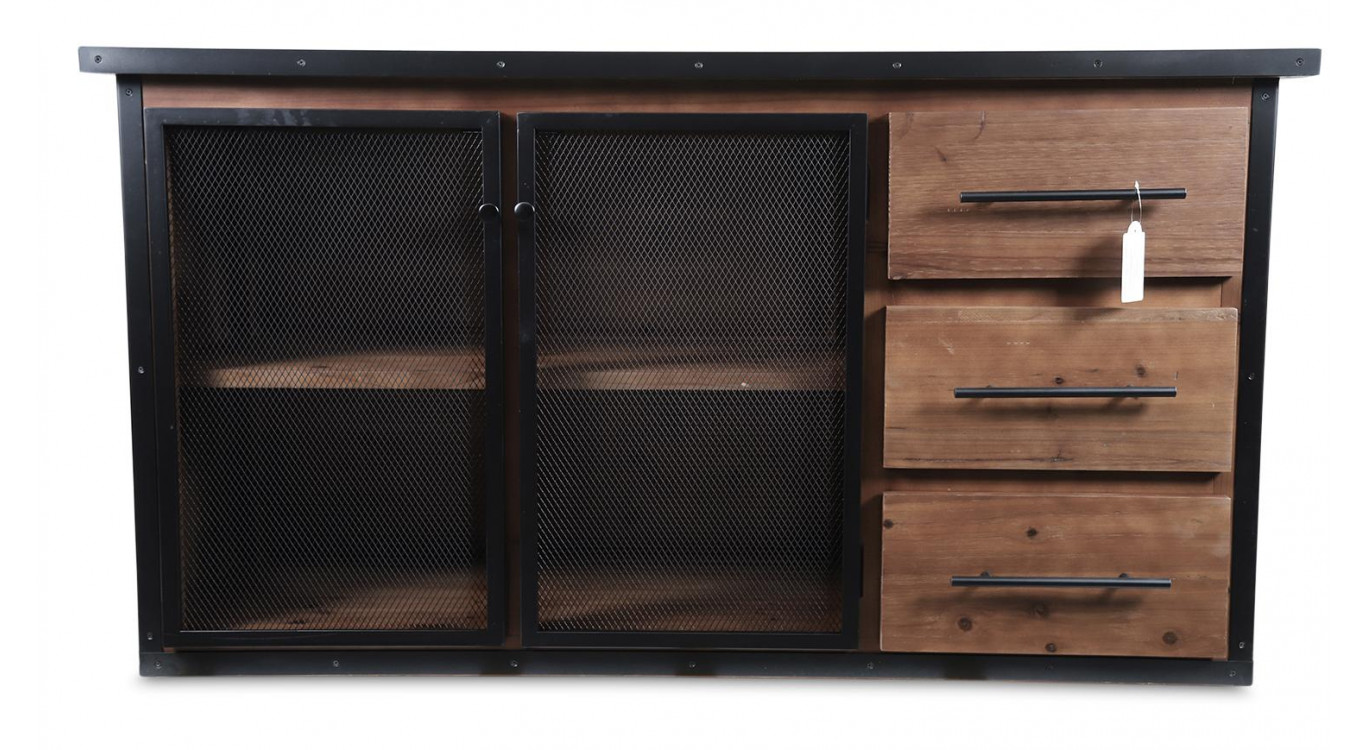 Buffet 3 Tiroirs Bois Marron 138x42x74cm