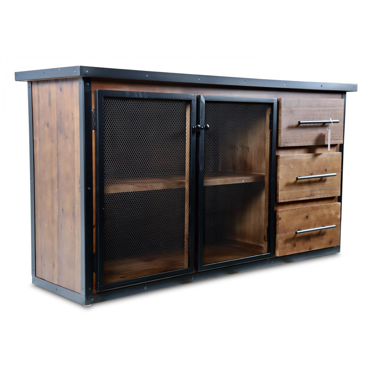 Buffet 3 Tiroirs Bois Marron 138x42x74cm