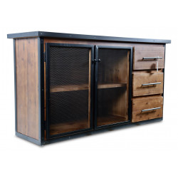 Buffet 3 Tiroirs Bois Marron 138x42x74cm