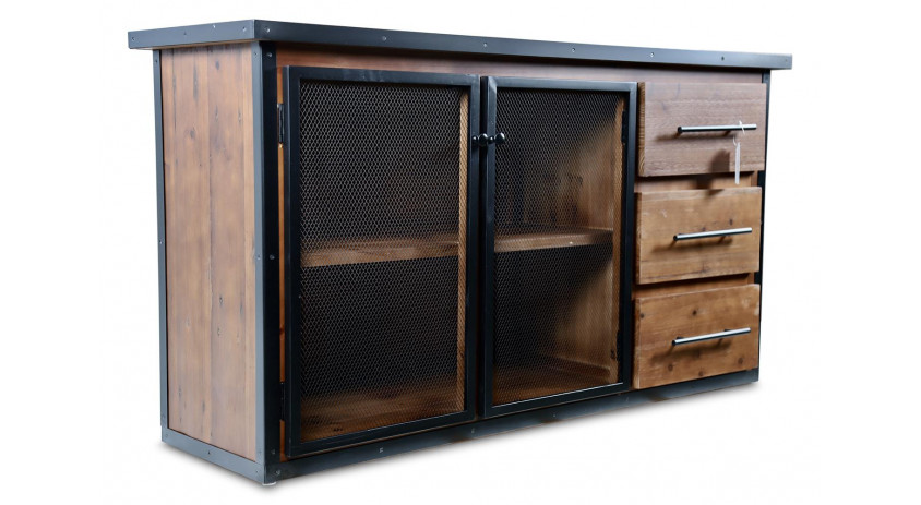 Buffet 3 Tiroirs Bois Marron 138x42x74cm