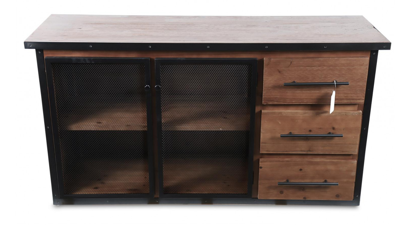 Buffet 3 Tiroirs Bois Marron 138x42x74cm