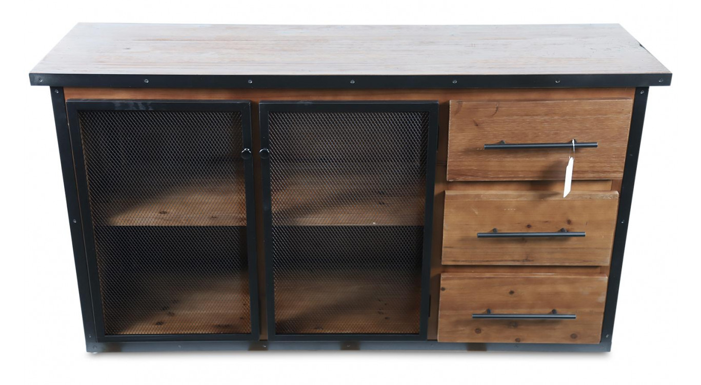 Buffet 3 Tiroirs Bois Marron 138x42x74cm