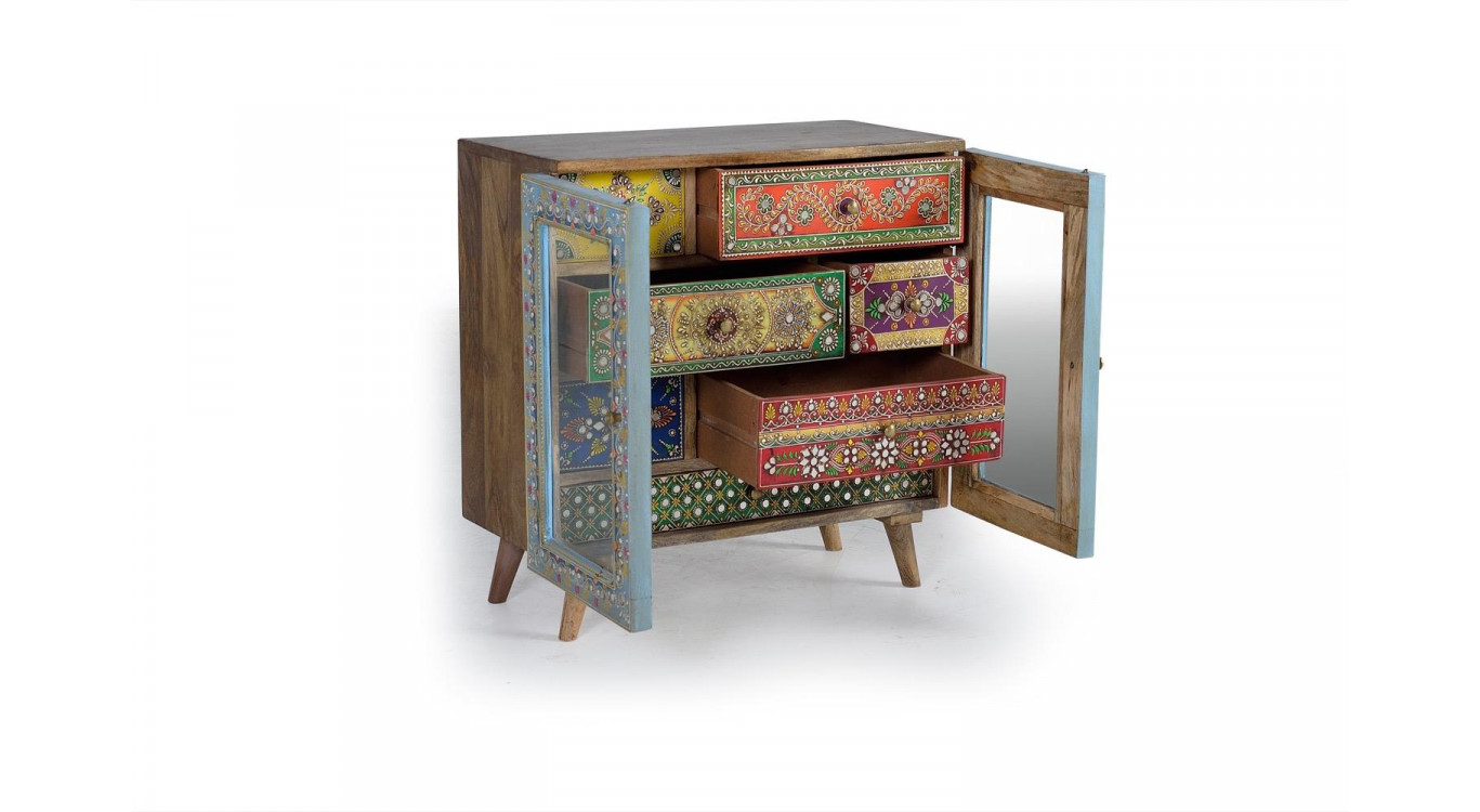 Buffet 7 Tiroirs Bois Multicolore 60x30x62cm