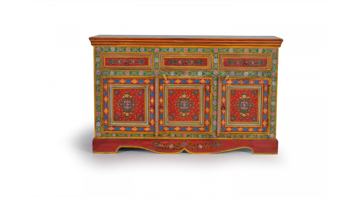 Buffet 3 Tiroirs Bois Multicolore 140x40x86cm