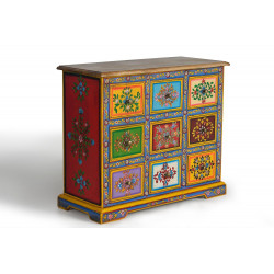 Commode 9 Tiroirs Bois Multicolore 70x30x60cm