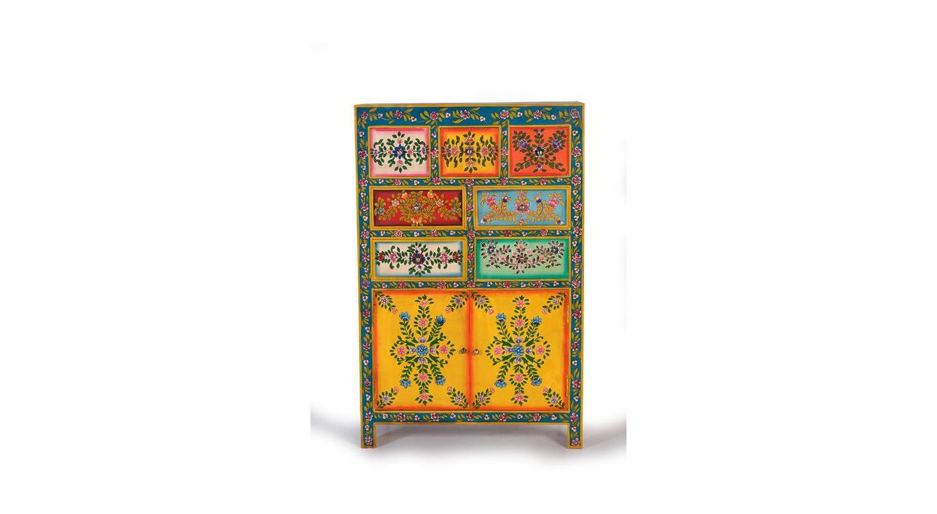 Buffet 7 Tiroirs Bois Multicolore 80x40x122cm