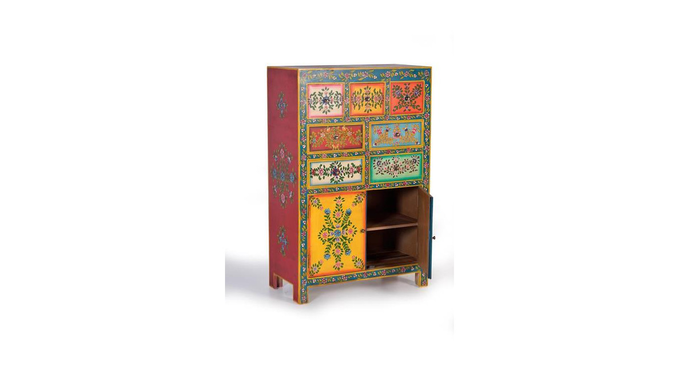 Buffet 7 Tiroirs Bois Multicolore 80x40x122cm