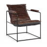 Fauteuil Fer, CuirMarron 58x74x76cm