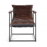 Fauteuil Fer, CuirMarron 58x74x76cm