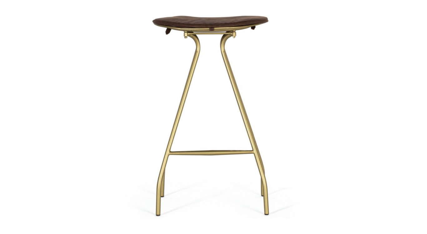 Tabouret Fer, CuirMarron 47x41x81cm