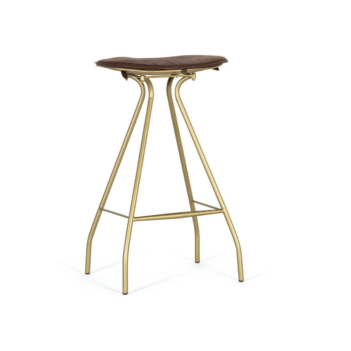 Tabouret Fer, CuirMarron 47x41x81cm