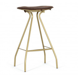 Tabouret Fer, CuirMarron 47x41x81cm