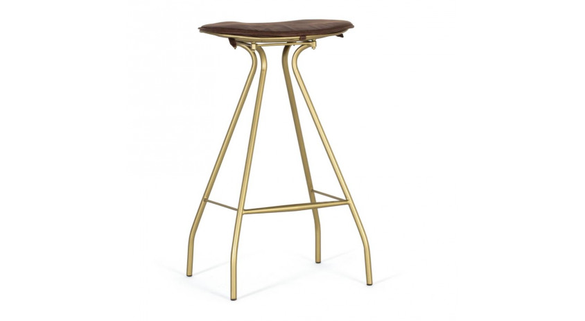 Tabouret Fer, CuirMarron 47x41x81cm