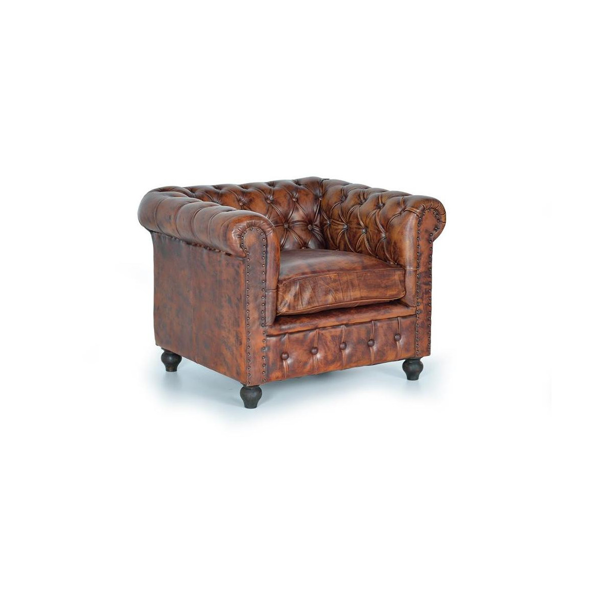 Fauteuil Cuir Marron 96x86x72cm