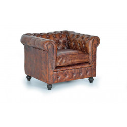 Fauteuil Cuir Marron 96x86x72cm