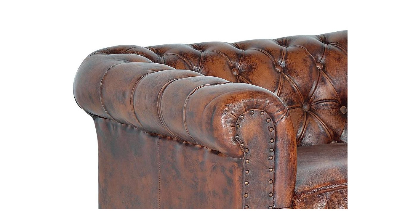 Fauteuil Cuir Marron 96x86x72cm