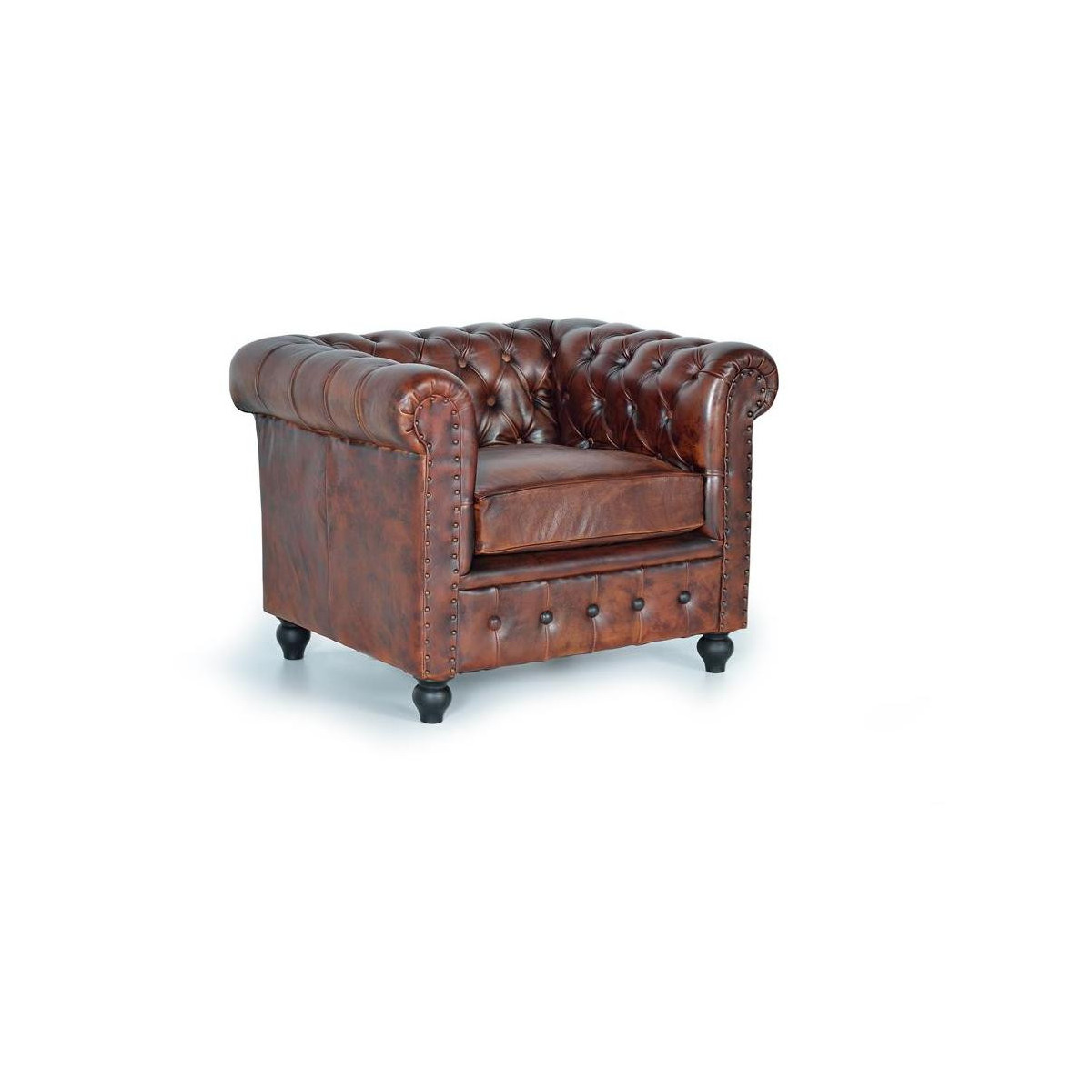 Fauteuil Cuir Marron 96x86x72cm