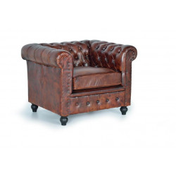 Fauteuil Cuir Marron 96x86x72cm