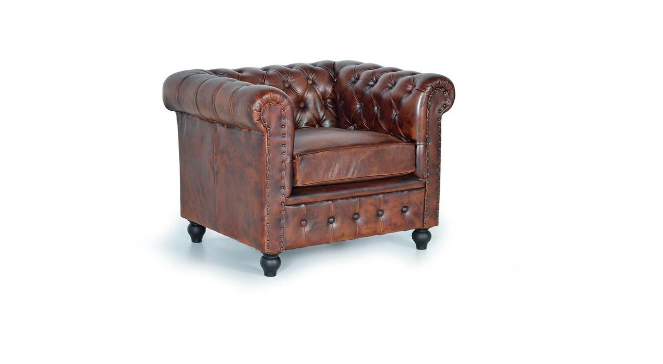 Fauteuil Cuir Marron 96x86x72cm