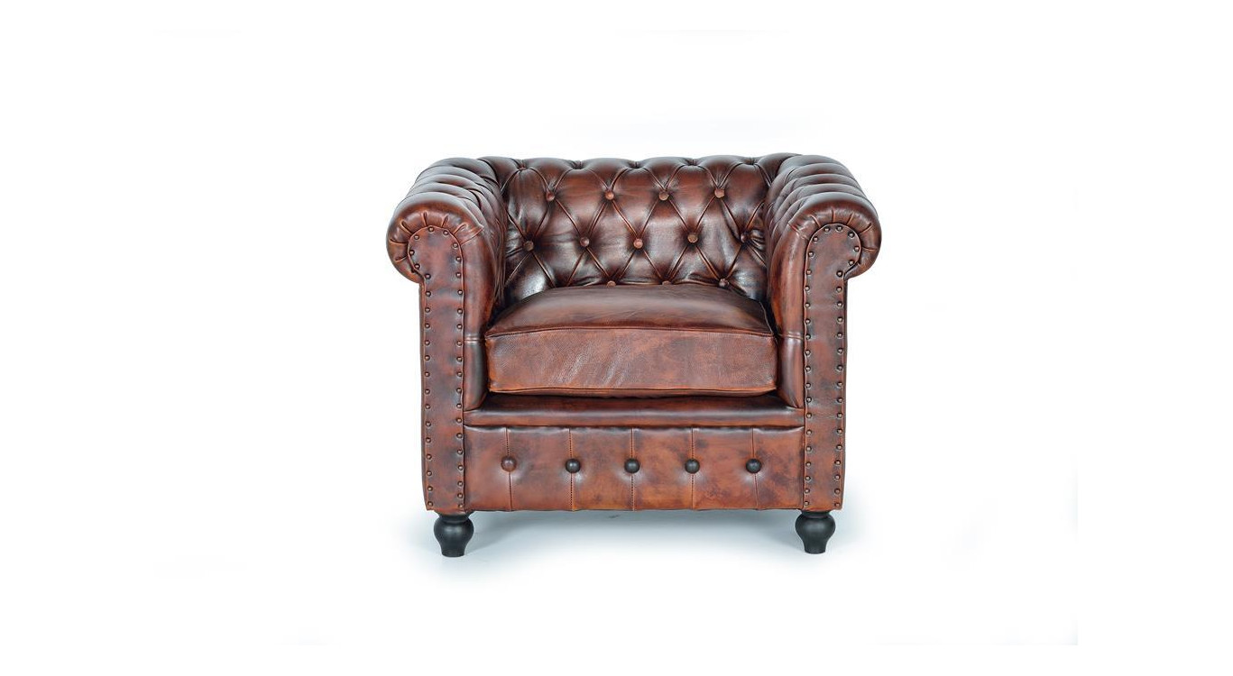 Fauteuil Cuir Marron 96x86x72cm