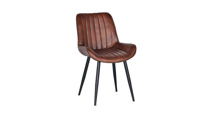 Chaise Fer, Cuir Marron 53x63x87cm