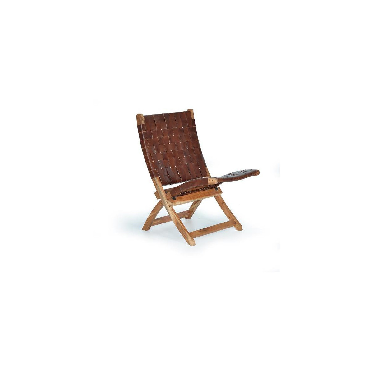 Sessel Holz, Leder Braun 57x71x85cm