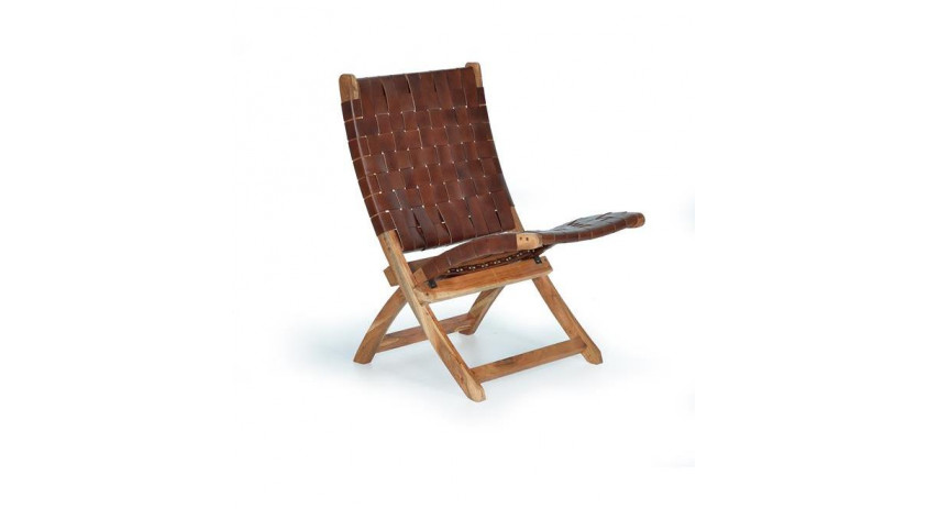 Sessel Holz, Leder Braun 57x71x85cm