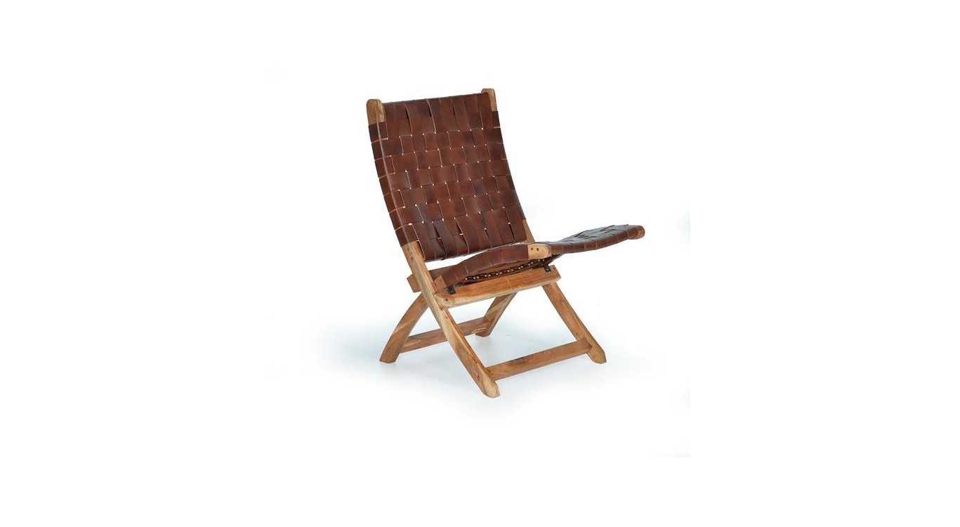 Sessel Holz, Leder Braun 57x71x85cm