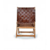 Fauteuil Bois, Cuir Marron 57x71x85cm