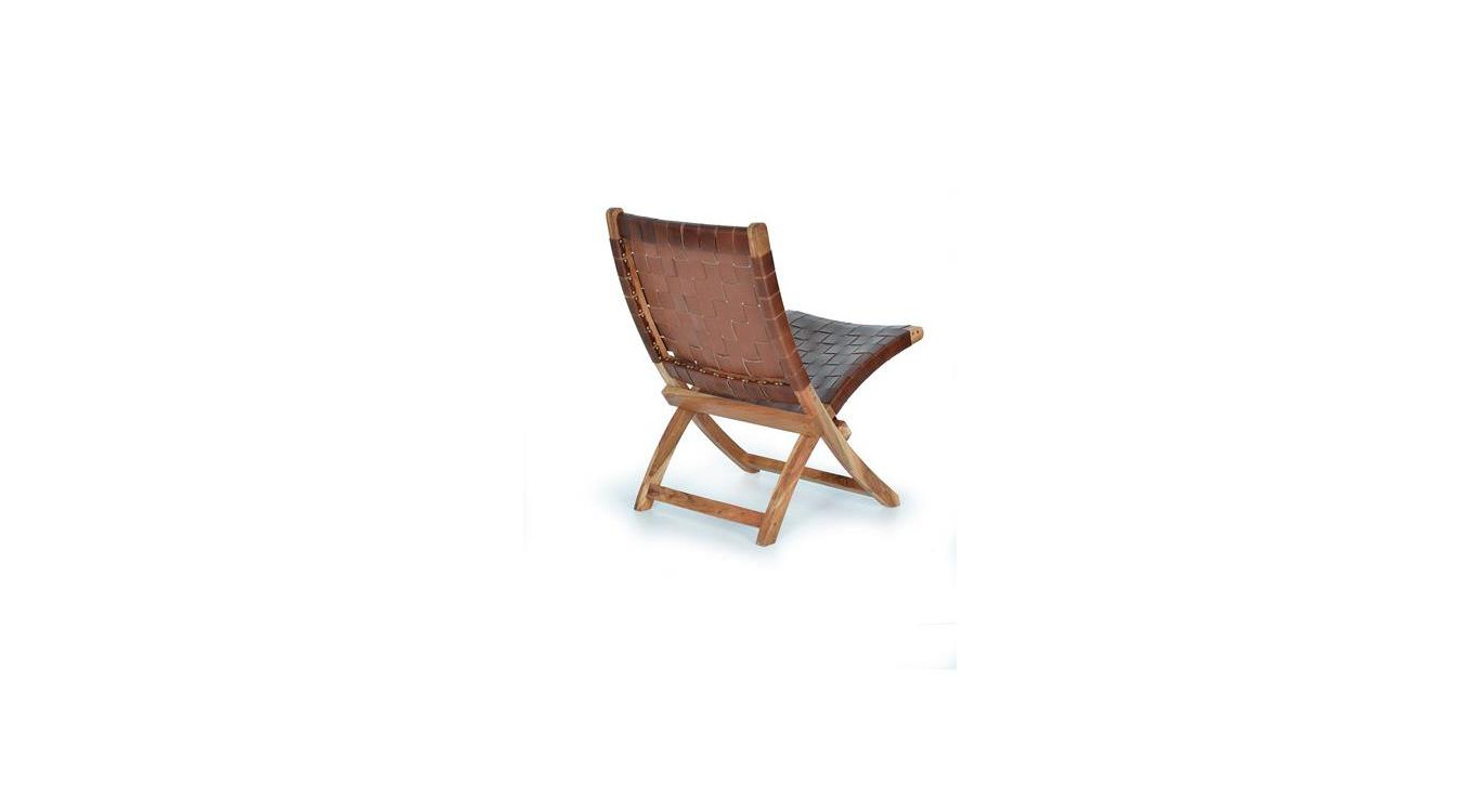 Sessel Holz, Leder Braun 57x71x85cm