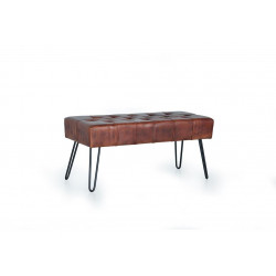 Banc Fer, Cuir Marron 96x40x44cm