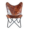 Fauteuil Fer, Cuir Marron 72x68x95cm