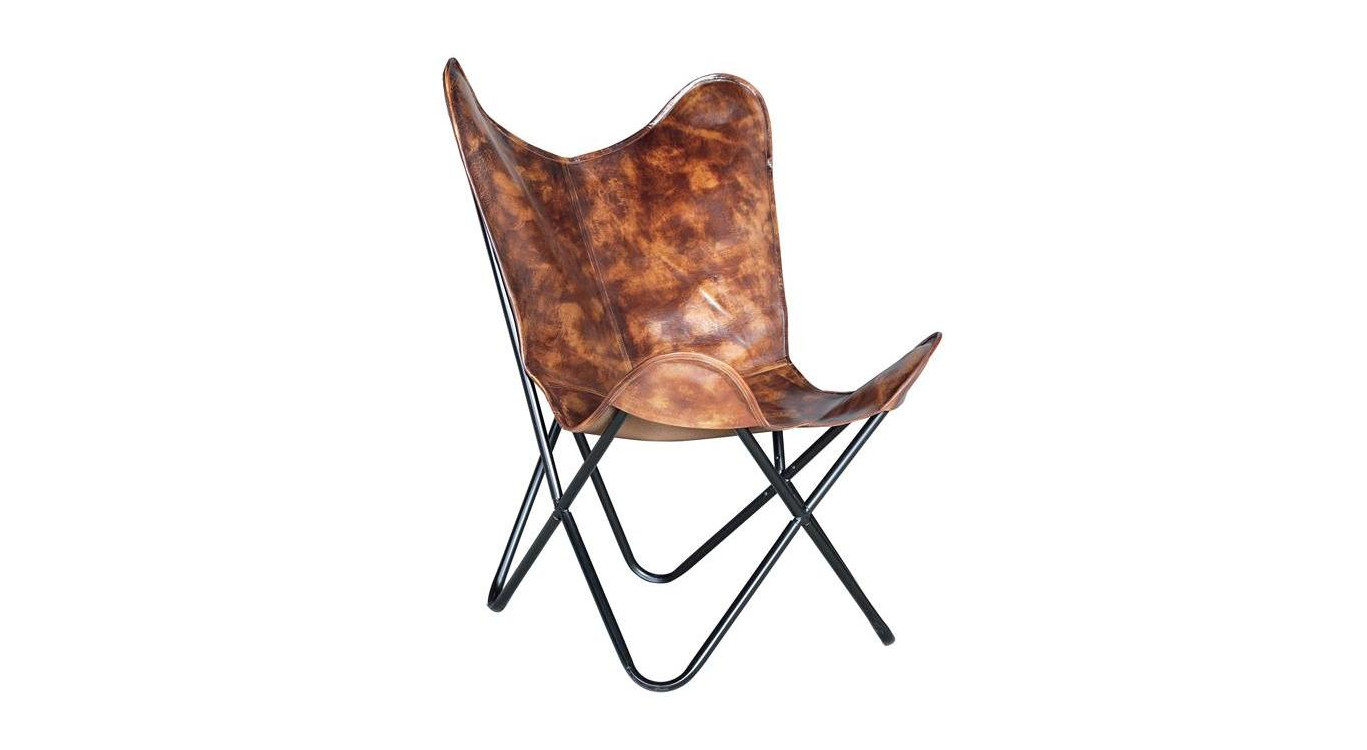 Fauteuil Fer, Cuir Marron 72x68x95cm