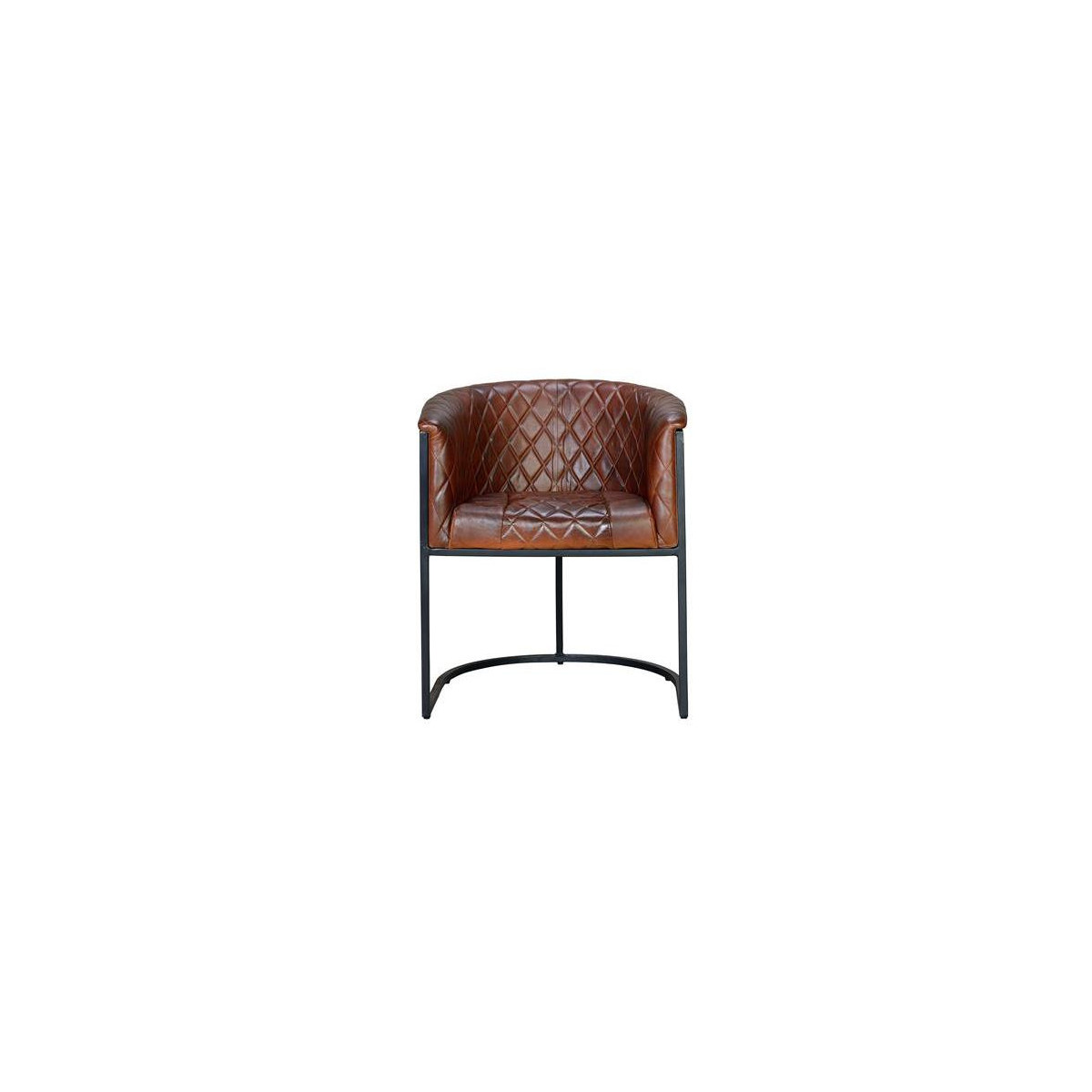 Fauteuil Fer, Cuir Marron 62x60x76cm