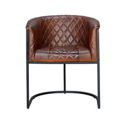 Fauteuil Fer, Cuir Marron 62x60x76cm