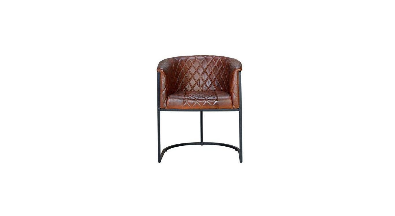 Fauteuil Fer, Cuir Marron 62x60x76cm